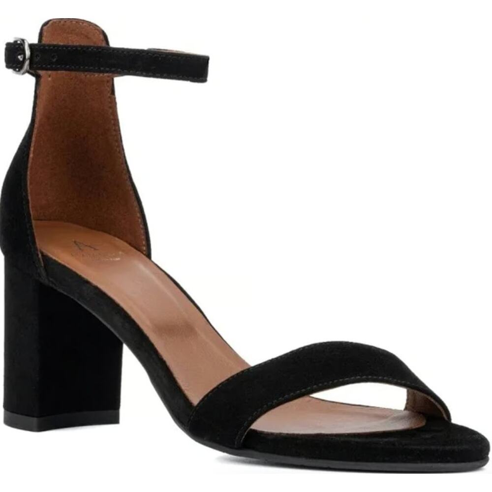 Aquatalia Women’s Shanna Black Suede Heeled Sandals Size 9.5